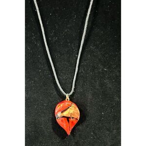 Tear-drop‎ leaf-shaped Murano-style art glass pendant